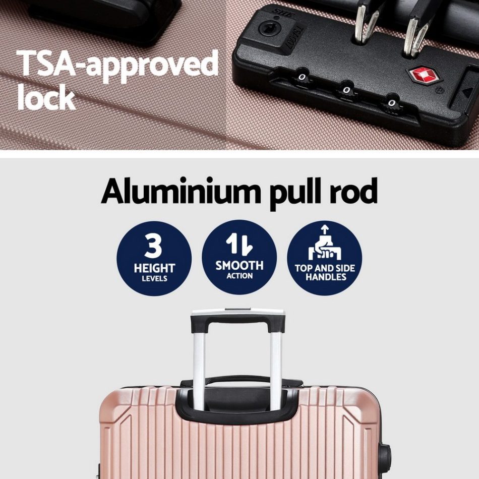 Wanderlite 28-inch Luggage Set with TSA Lock�ABS Hard Shell Travel Suitcase Organiser Luggage Case Rose Gold - Image 5