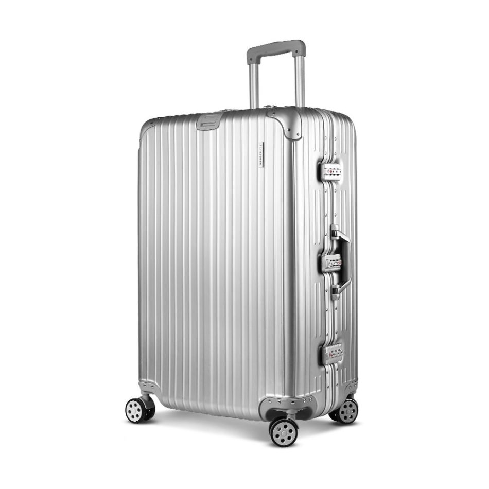 Wanderlite 28 Inch Luggage with TSA Lock Stainless�Steel�Wrapped�Corners Hard Shell Travel Suitcase Luggage Case Silver - Image 2