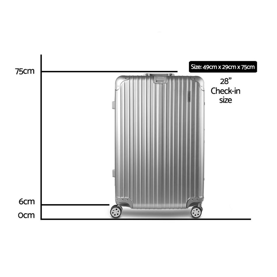 Wanderlite 28 Inch Luggage with TSA Lock Stainless�Steel�Wrapped�Corners Hard Shell Travel Suitcase Luggage Case Silver - Image 3