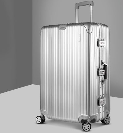 Wanderlite 28 Inch Luggage with TSA Lock Stainless�Steel�Wrapped�Corners Hard Shell Travel Suitcase Luggage Case Silver