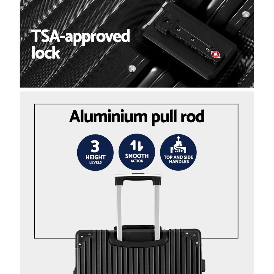 Wanderlite 28 Inch Luggage with TSA Lock Stainless�Steel�Wrapped�Corners Hard Shell Travel Suitcase Luggage Case Black - Image 5