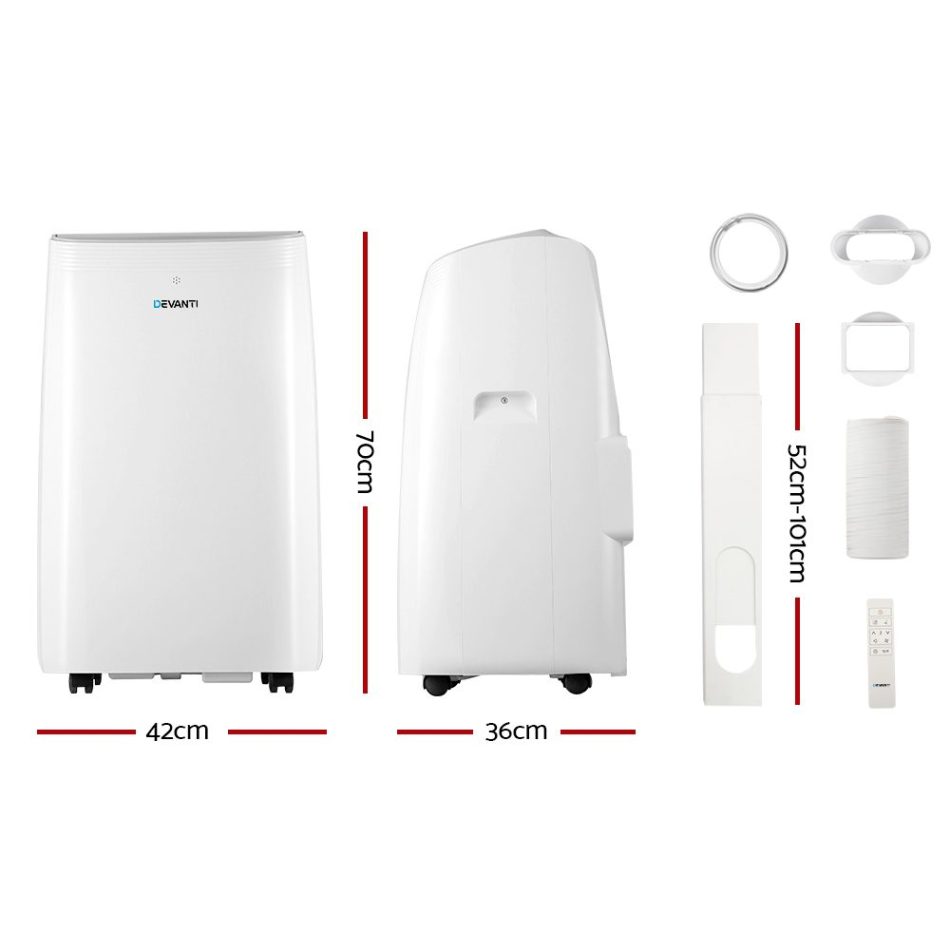 Devanti 12000BTU Portable Air Conditioner Cooling Mobile Fan Cooler Remote 3300W - Image 2