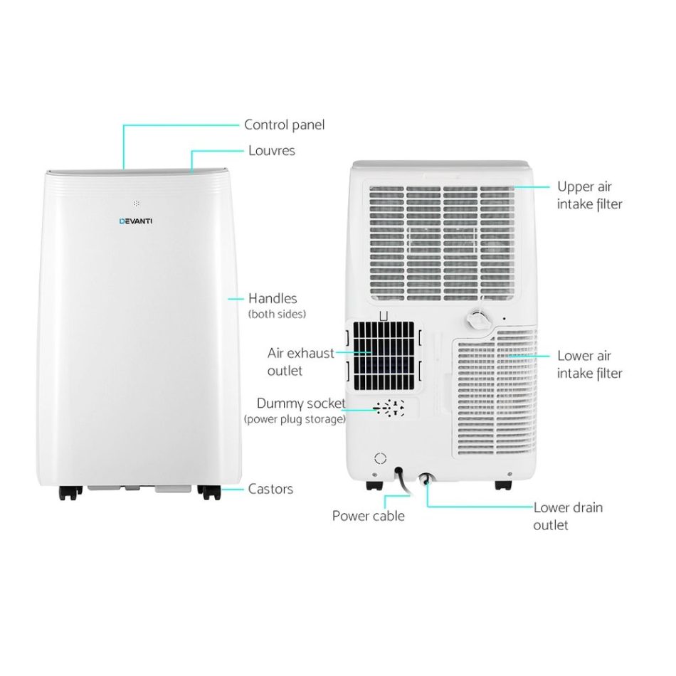 Devanti 12000BTU Portable Air Conditioner Cooling Mobile Fan Cooler Remote 3300W - Image 6