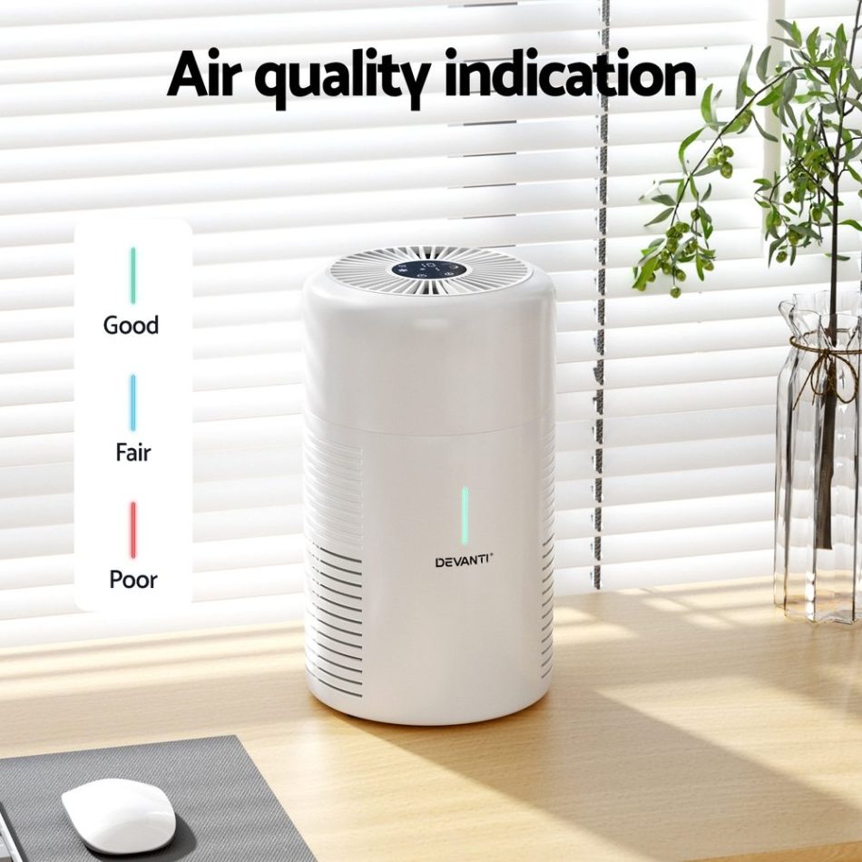 Devanti Air Purifier HEPA Filter Home Purifiers Dust Sensor PM2.5 Remover - Image 4