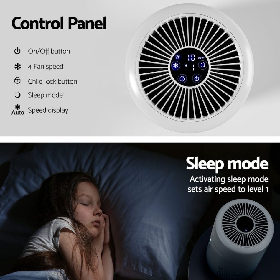 Devanti Air Purifier HEPA Filter Home Purifiers Dust Sensor PM2.5 Remover - Image 5