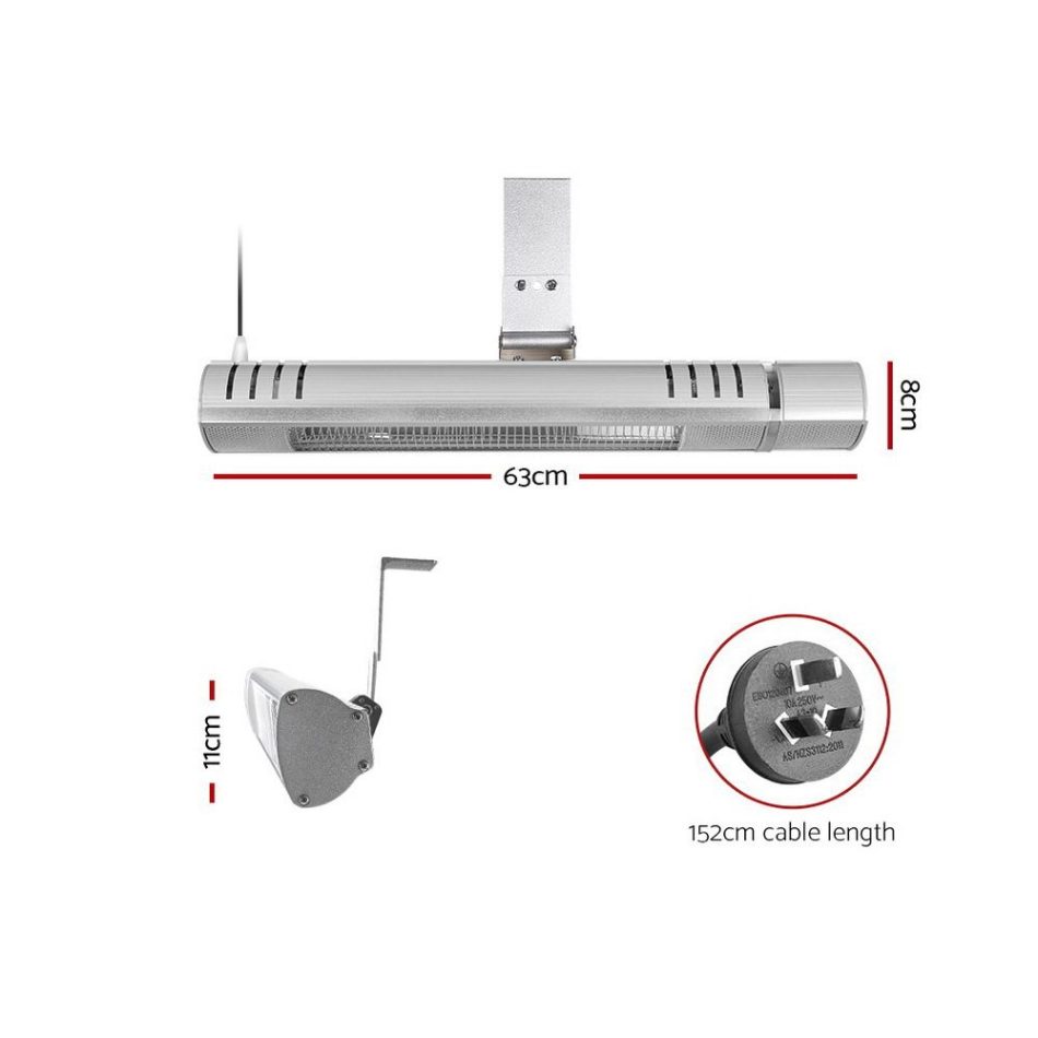 Devanti Electric Strip Heater Infrared Radiant Heaters 2000W - Image 2