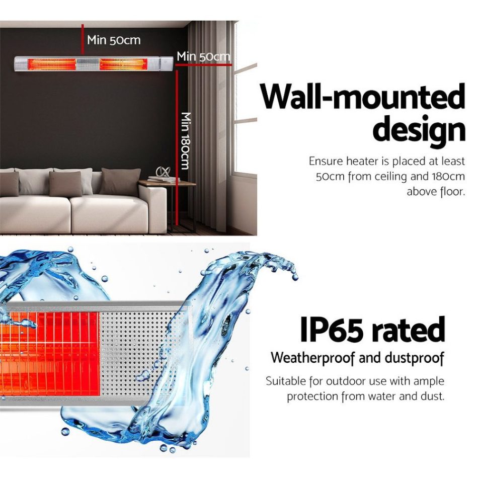 Devanti Electric Strip Heater Infrared Radiant Heaters 3000W - Image 6