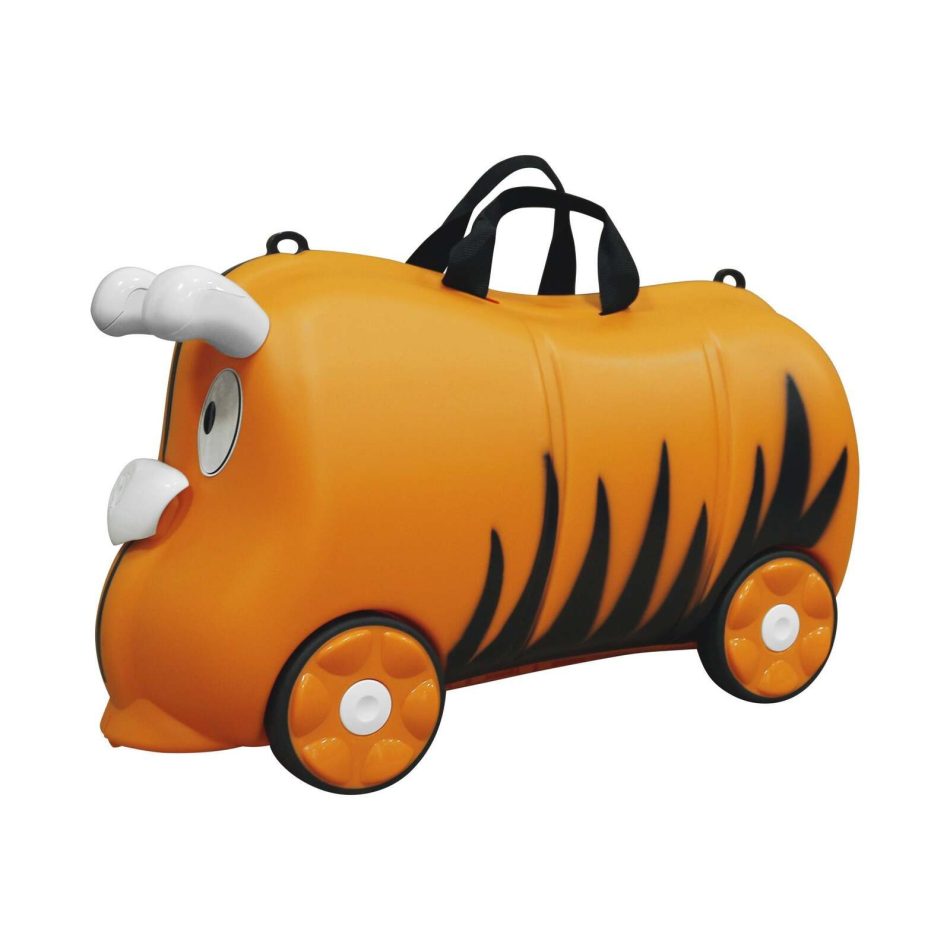 Kids 18L Travel Cabin Luggage w/ Trolley Ride On Wheel Suitcase (Orange) - Image 2