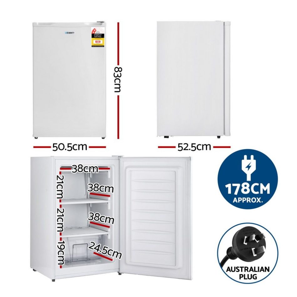 Devanti 81L Upright Freezer Fridge White - Image 2