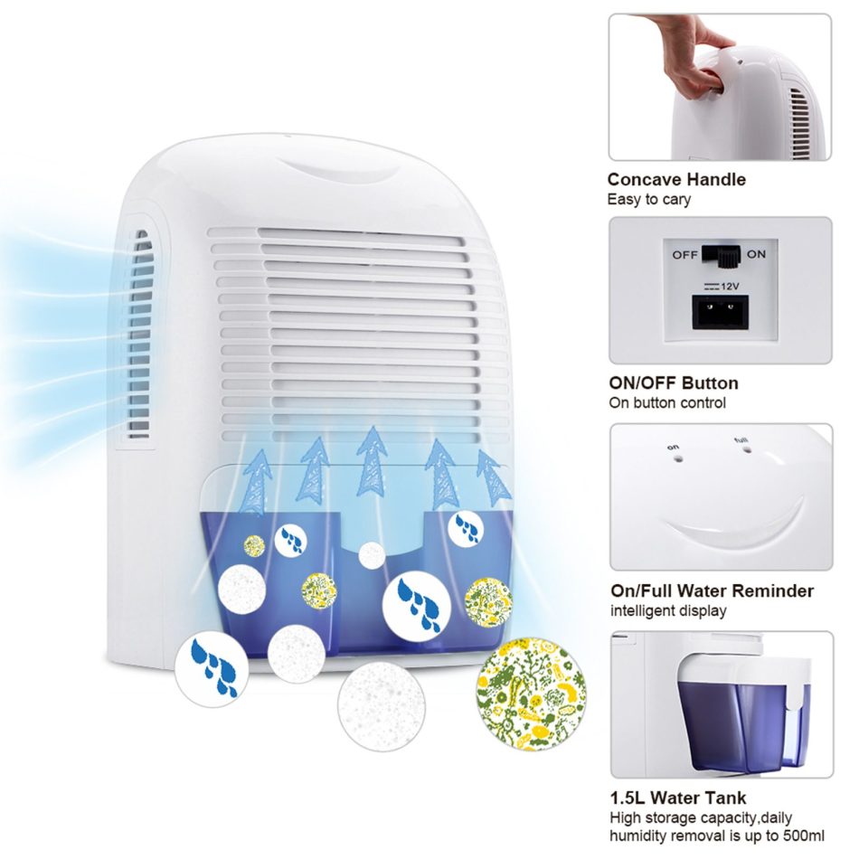 Pursonic 1500ML Clean Air Max Dehumidifier Portable Electric Office Home White - Image 5