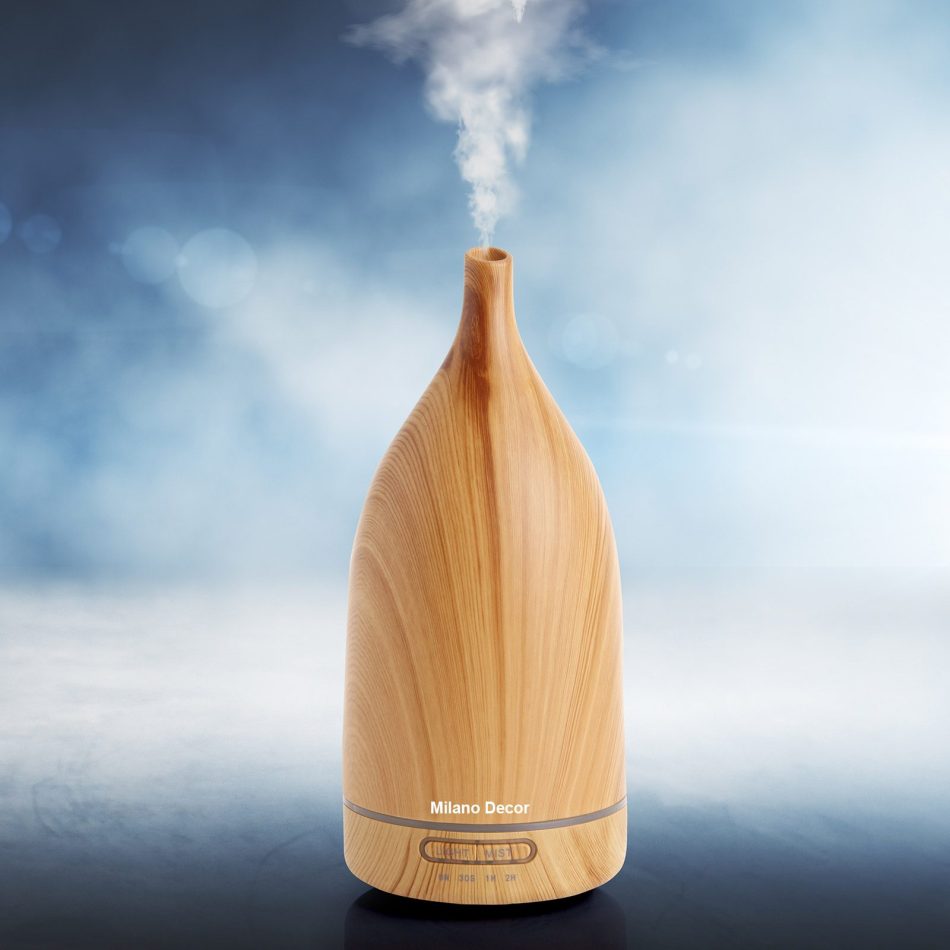 Milano Decor Aroma Diffuser 100ml Ultrasonic Humidifier Purifier And 3 Pack Oils - Light Wood - Image 3