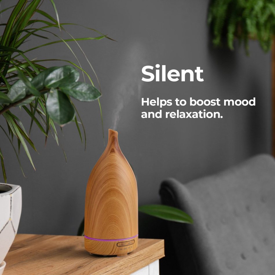 Milano Decor Aroma Diffuser 100ml Ultrasonic Humidifier Purifier And 3 Pack Oils - Light Wood - Image 7