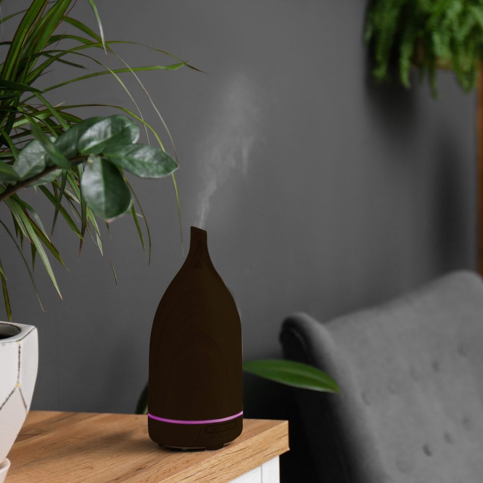 Milano Decor Aroma Diffuser 100ml Ultrasonic Humidifier Purifier And 3 Pack Oils - Dark Wood - Image 2
