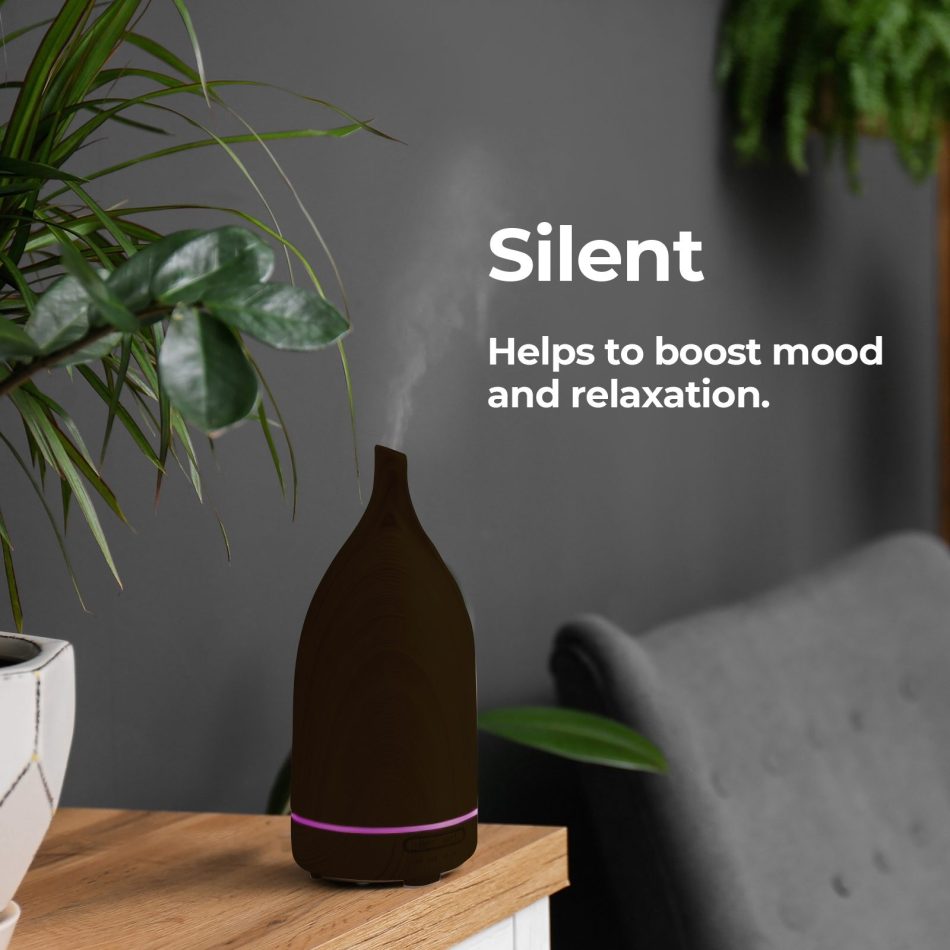 Milano Decor Aroma Diffuser 100ml Ultrasonic Humidifier Purifier And 3 Pack Oils - Dark Wood - Image 7