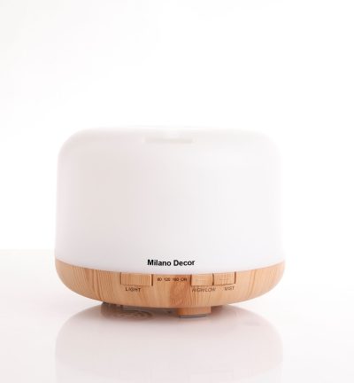 Milano Decor Mood Light Diffuser 500ml Ultrasonic Humidifier With 3 Pack Oils - Light Wood