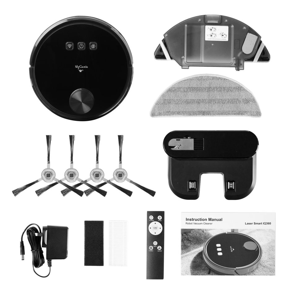 MyGenie Laser Smart Pro IQ 360 Robot Vacuum Cleaner Black WIFI Remote Control - Image 10