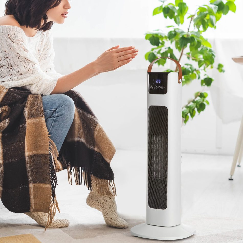 Pursonic Electric Ceramic Tower Heater Portable Oscillating Remote Control - White - Image 2