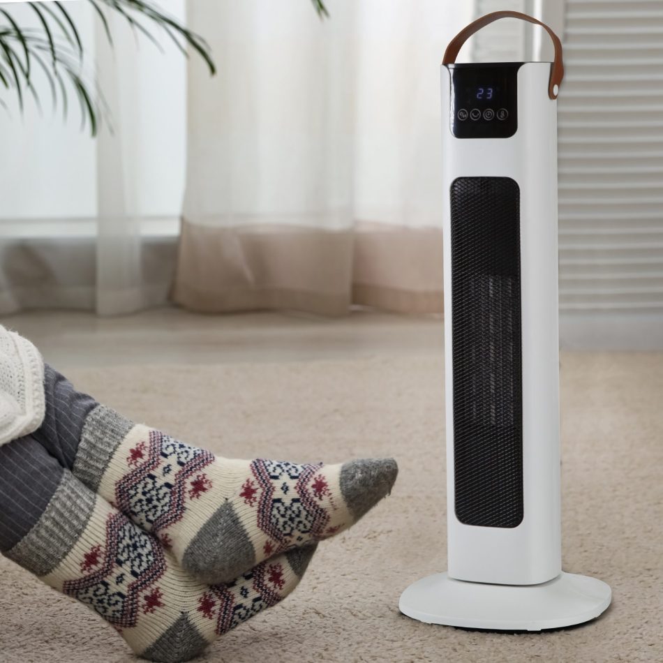 Pursonic Electric Ceramic Tower Heater Portable Oscillating Remote Control - White - Image 3