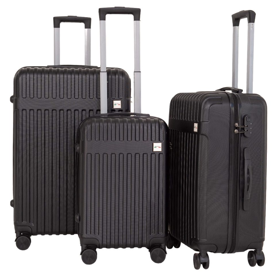 Milano Decor 3 Piece Luggage Set Travel Hard Case 20" 24" 28" Hard Case Durable - Black - Image 2