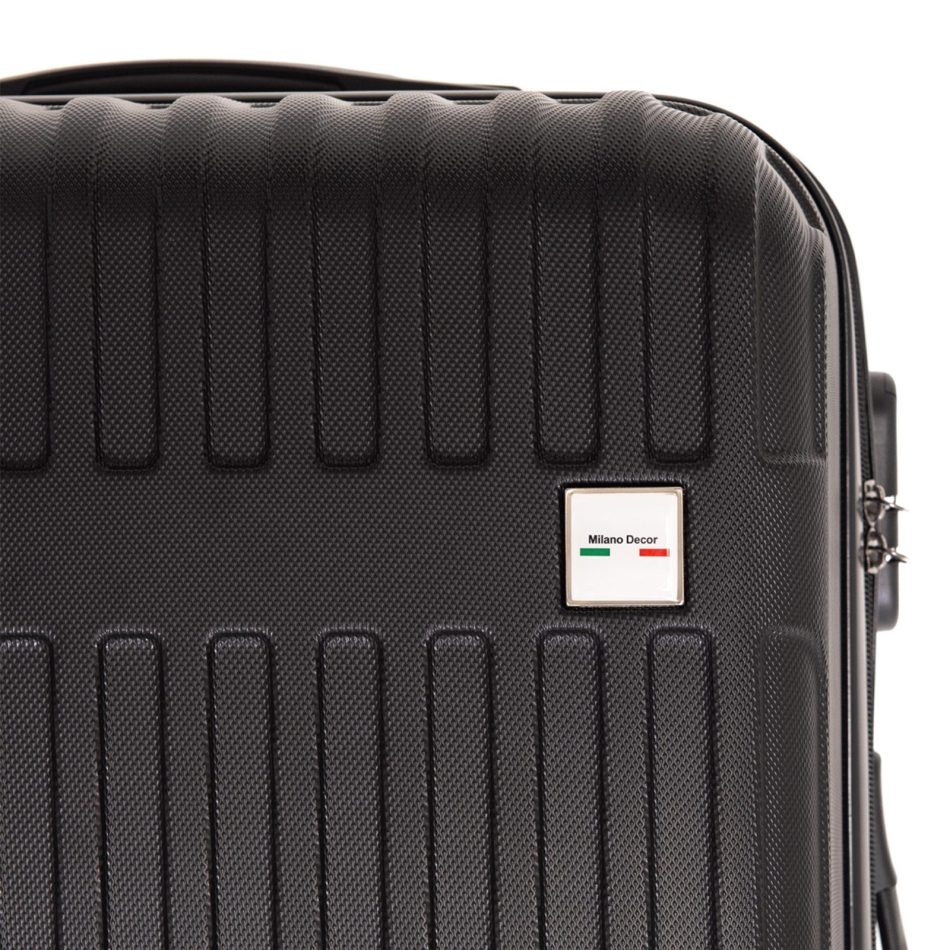 Milano Decor 3 Piece Luggage Set Travel Hard Case 20" 24" 28" Hard Case Durable - Black - Image 3