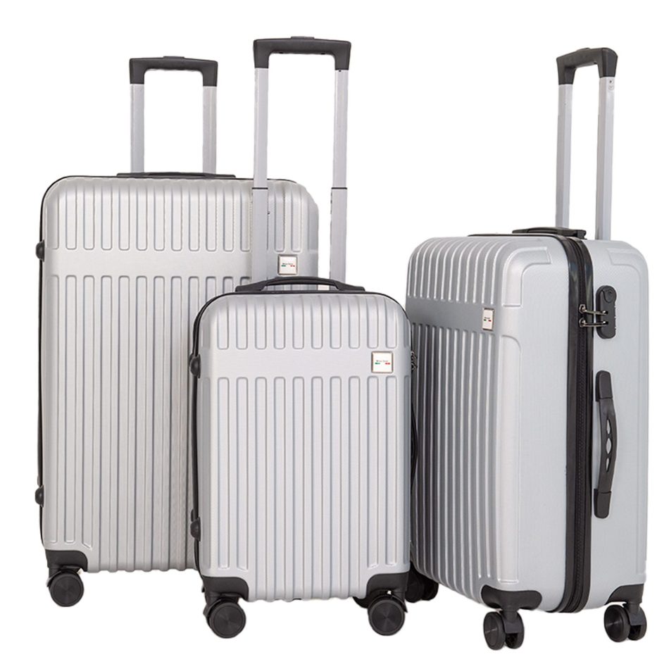 Milano Decor 3 Piece Luggage Set Travel Hard Case 20" 24" 28" Hard Case Durable - Silver - Image 2