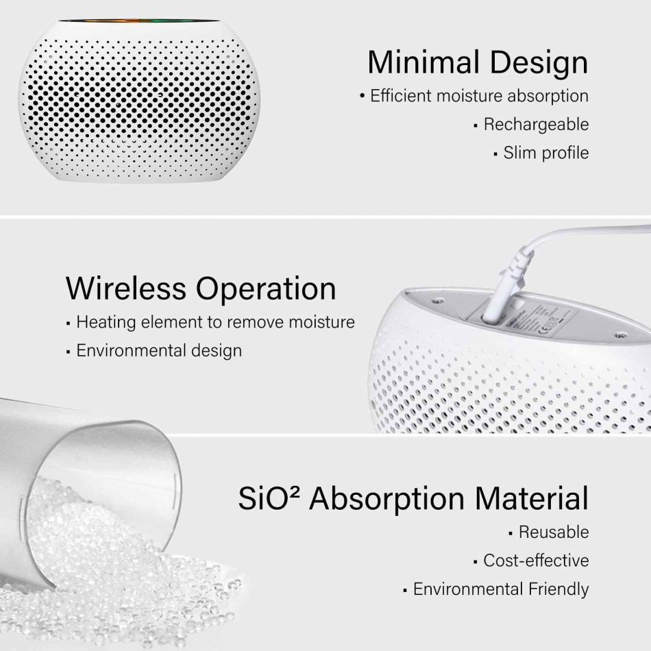 MyGenie Compact Reusable Dehumidifier Moisture Extractor Compact Portable White - Image 9