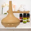 Essential Oil Diffuser Ultrasonic Humidifier Aromatherapy LED Light 200ML 3 Oils - Light Wood Grain - Image 2