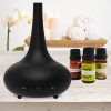 Essential Oil Diffuser Ultrasonic Humidifier Aromatherapy LED Light 200ML 3 Oils - Black - Image 2