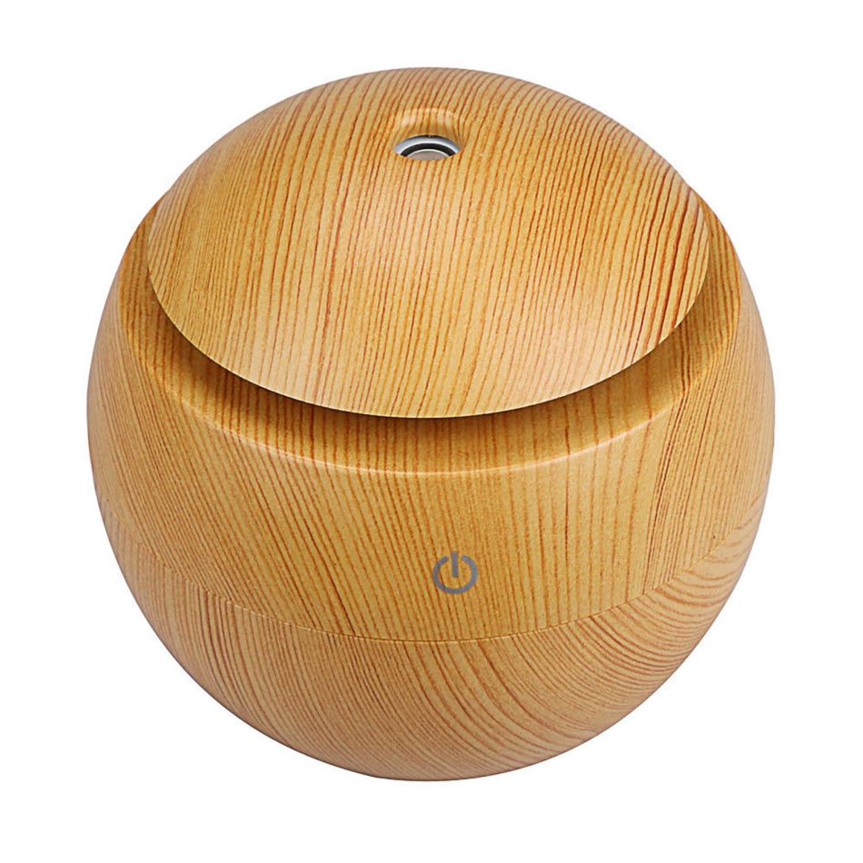 Milano Ultrasonic USB Diffuser with 10 Aroma Oils Humidifier LED Light 130ml - Light Wood - Image 2
