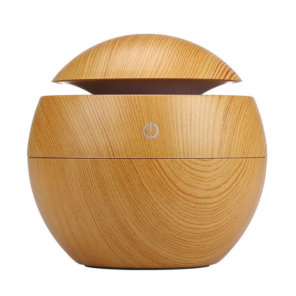Milano Ultrasonic USB Diffuser with 10 Aroma Oils Humidifier LED Light 130ml - Light Wood - Image 6