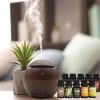 Milano Ultrasonic USB Diffuser with 10 Aroma Oils Humidifier LED Light 130ml - Dark Wood - Image 2