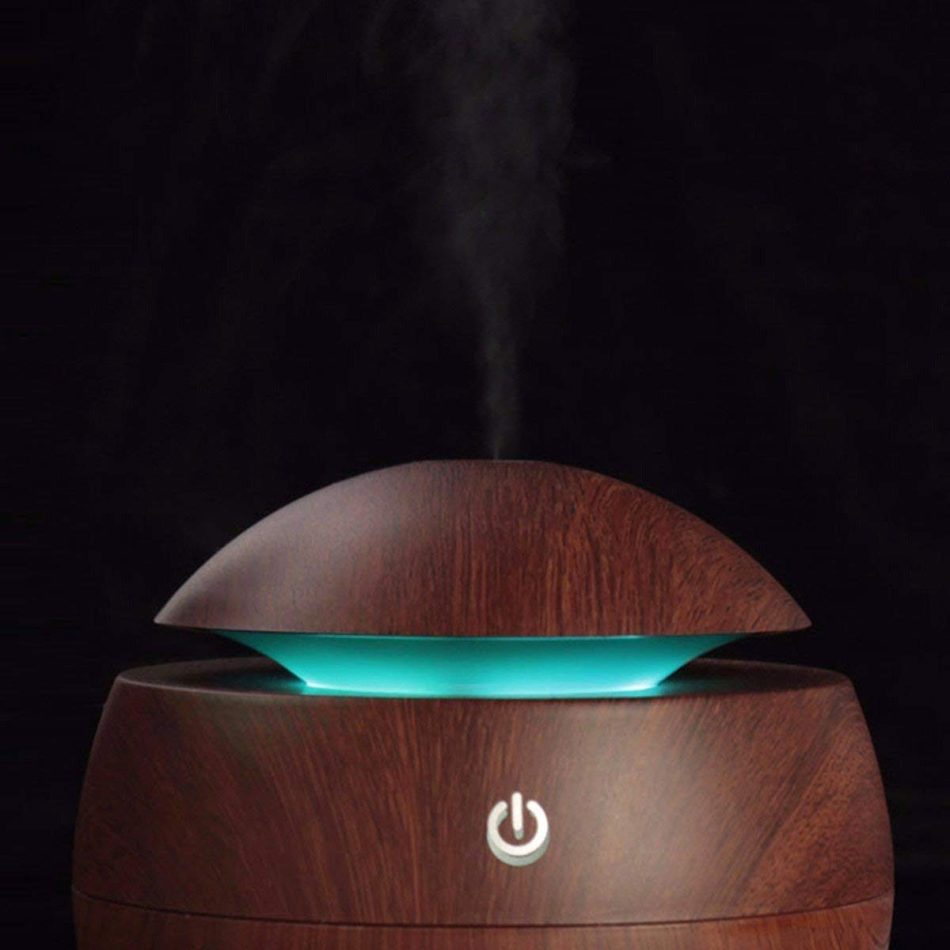 Milano Ultrasonic USB Diffuser with 10 Aroma Oils Humidifier LED Light 130ml - Dark Wood - Image 5
