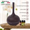 Milano Supreme Ultrasonic 400ml Aromatherapy Humidifier Diffuser LED with 3 Oils - Dark Wood - Image 2
