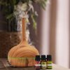 Milano Supreme Ultrasonic 400ml Aromatherapy Humidifier Diffuser LED with 3 Oils - Light Wood - Image 3