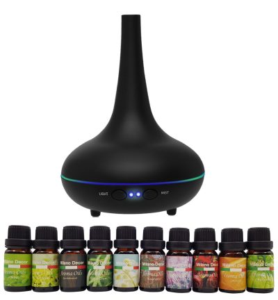 Milano Aroma Diffuser Set With 13 Pack Diffuser Oils Humidifier Aromatherapy - Black