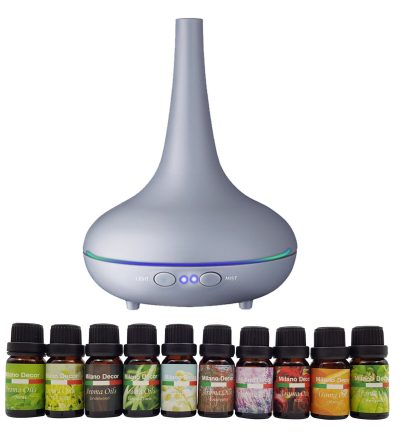 Milano Aroma Diffuser Set With 13 Pack Diffuser Oils Humidifier Aromatherapy - Matt Grey