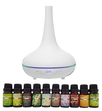 Milano Aroma Diffuser Set With 13 Pack Diffuser Oils Humidifier Aromatherapy - White