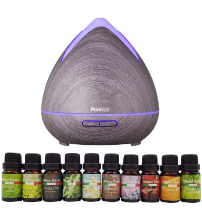 Purespa Diffuser Set With 10 Pack Diffuser Oils Humidifier Aromatherapy - Violet