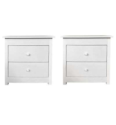 Milano Decor Bedside Table Byron Bay White Storage Cabinet Bedroom - Two Pack - White