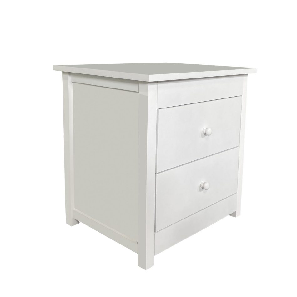 Milano Decor Bedside Table Byron Bay White Storage Cabinet Bedroom - Two Pack - White - Image 5