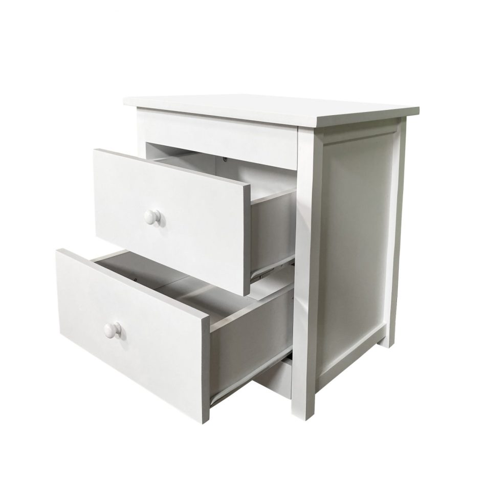 Milano Decor Bedside Table Byron Bay White Storage Cabinet Bedroom - Two Pack - White - Image 6