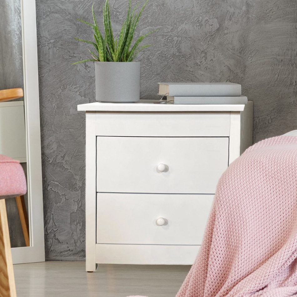 Milano Decor Bedside Table Byron Bay White Storage Cabinet Bedroom - Two Pack - White - Image 8
