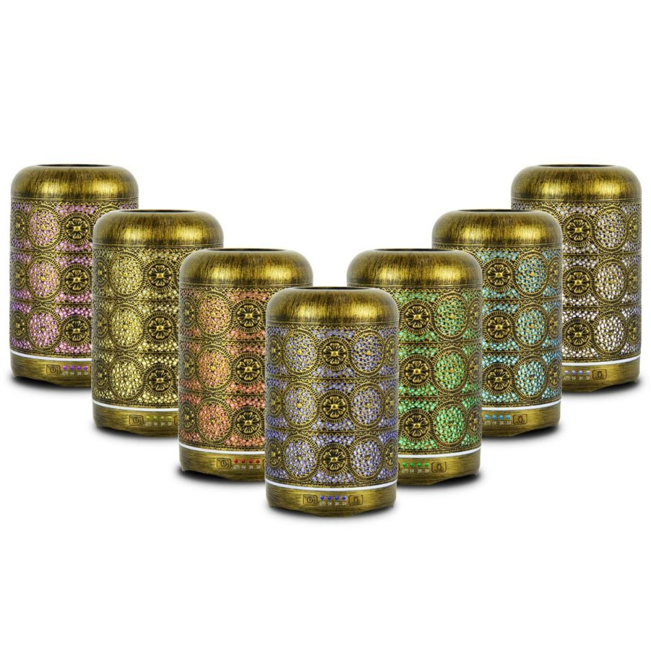 activiva 260ml Metal Essential Oil and Aroma Diffuser-Vintage Gold - Image 3