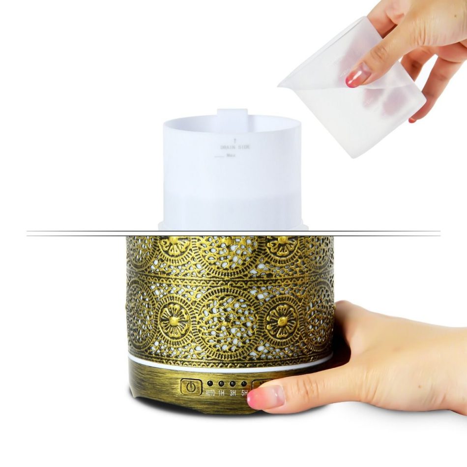 activiva 260ml Metal Essential Oil and Aroma Diffuser-Vintage Gold - Image 4