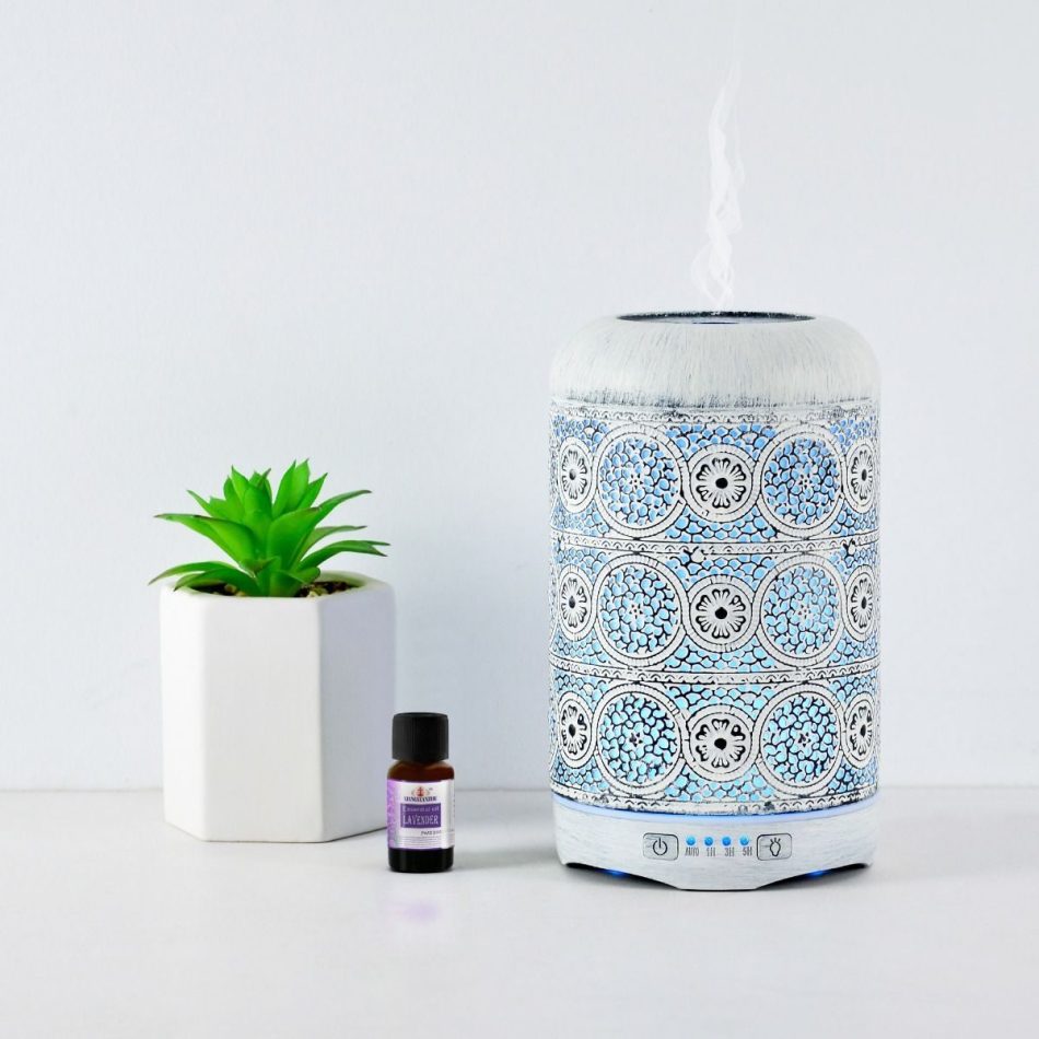 activiva 260ml Metal Essential Oil and Aroma Diffuser-Vintage White - Image 2