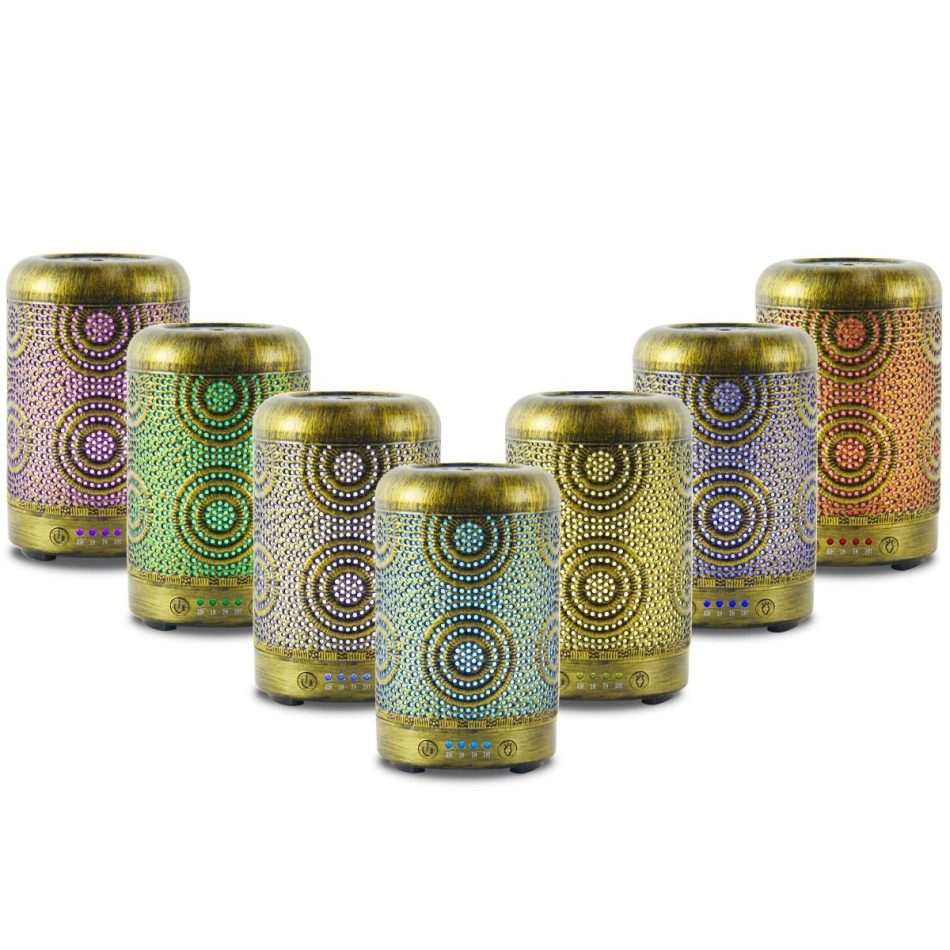 activiva 100ml Metal Essential Oil and Aroma Diffuser-Vintage Gold - Image 3