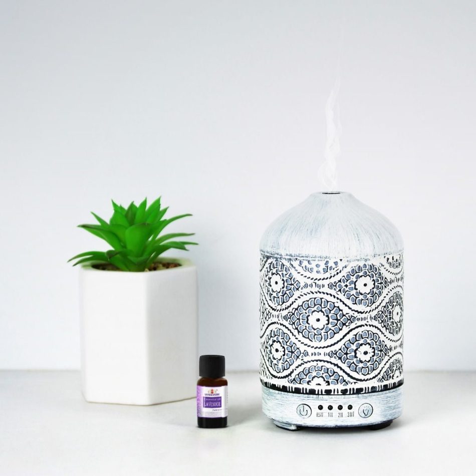 activiva 100ml Metal Essential Oil and Aroma Diffuser-Vintage White - Image 2