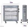 2200W Quartz Infrared Radiant Heater with Adjustable Thermostat and 2 Power Settings - Image 2