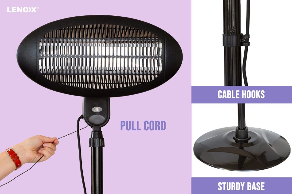 2000W 2.1m Free Standing Adjustable Portable Outdoor Electric Patio Heater Black - Image 4