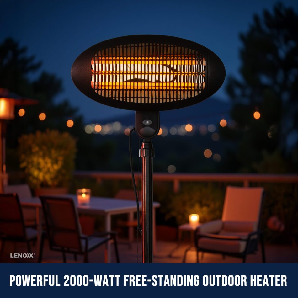 2000W 2.1m Free Standing Adjustable Portable Outdoor Electric Patio Heater Black - Image 5